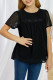Black Swiss Dot Print Hollow Out Girl's T-shirt