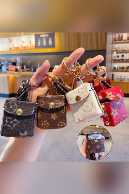 Leather Full Printed Keychain Bag Pendant Earphone Cover Unishe Wholesale MOQ5pcs