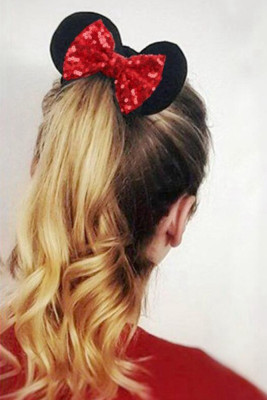 Christmas Velvet Mickey Mouse Elastic Hair Band Unishe Wholesale MOQ5pcs