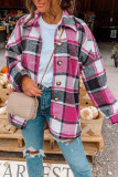 Plaid Shirts Long Sleeve Flannel Lapel Button Down Pocketed Shacket Jacket Coats