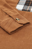 Brown Plaid Splicing Corduroy Shirt