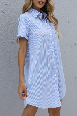 Striped Lapel Shirt Dress With Pocket Unishe Wholesale