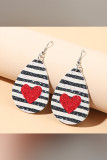 Black and white Striped Heart PU Earrings Unishe Wholesale MOQ 5pcs