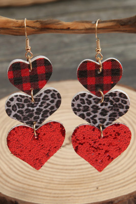 Valentine's Day Heart Leoprad Print PU Earrings Unishe Wholesale MOQ 5pcs