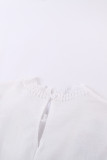 White Embroidered Crochet Babydoll Tank