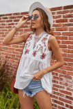 White Embroidered Crochet Babydoll Tank
