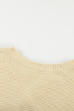 Khaki Splicing Buttoned Knitted Long Sleeve Sweater