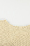 Khaki Splicing Buttoned Knitted Long Sleeve Sweater