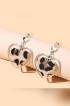 Sliver Valentine's Day Leoprad Heart Print Earrings Unishe Wholesale MOQ 5pcs