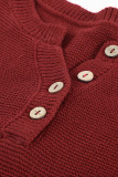 Splicing Buttoned Knitted Long Sleeve Sweater