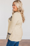 Plus Size Leopard Stitching Long Sleeve Top