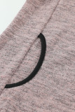 Pink Heathered Turn-down Collar Pullover Sweatshirt