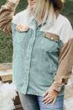 Color Block Buttoned Pocket Corduroy Plus Size Jacket