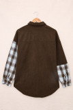 Brown Plaid Color Block Button-up Oversize Corduroy Shirt