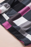 Plaid Print Lace Pocket Long Sleeve Top