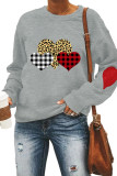 Plaid Leopard Heart Print Valentine's Day Longsleeve Sweatshirt Unishe Wholesale