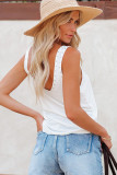 White Studded Ribbed Tank Top