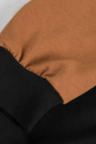 Black Chevron Leopard Colorblock Quarter Zip Sweatshirt