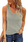 Green Scoop Neck Basic Solid Tank Top