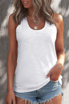 White Scoop Neck Basic Solid Tank Top