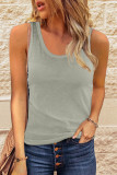 Green Scoop Neck Basic Solid Tank Top