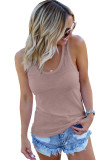 Pink Scoop Neck Basic Solid Tank Top