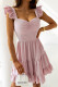 Flutter Sleeve Ruffle Hem Ruched Dress