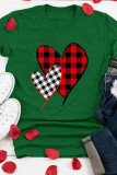 Valentine's Day Plaid Heart Print Short Sleeve Graphic Tee UNISHE Wholesale 
