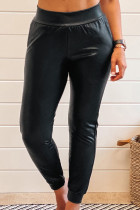 Faux Leather Slim-fit High Waist Joggers