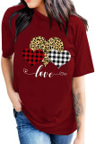 Valentine's Day Leopard Print Heart Short Sleeve Graphic Tee UNISHE Wholesale