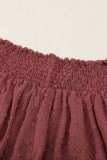 Red Smocked Waist Swiss Dot Sheer Skirt