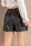 Faux Leather Ruffle Waistband Shorts