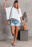 White Solid Color Loose High Low Tee