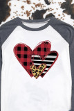 Valentines Day Plaid Heart Print Long Sleeves Top Women Unishe Wholesale