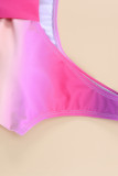Purple Gradient Color Knotted V Neck Bikini Swimsuit