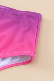 Purple Gradient Color Knotted V Neck Bikini Swimsuit