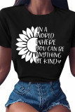 Sunflower & Letters Print Graphic Tees for Women UNISHE Wholesale Short Sleeve T shirts Top