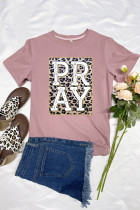 Pray Leopard Printed Tees for Women UNISHE Wholesale Short Sleeve T shirts Top
