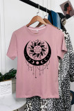 Sun and Moon Printed Graphic Tees for Women UNISHE Wholesale Short Sleeve T shirts Top