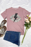 Leopard Lightning Lip Print Graphic Tees for Women UNISHE Wholesale Short Sleeve T shirts Top