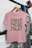 Leopard Pray Print Graphic Tees for Women UNISHE Wholesale Short Sleeve T shirts Top