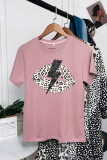 Leopard Lightning Lip Print Graphic Tees for Women UNISHE Wholesale Short Sleeve T shirts Top