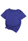 Blue Holes Crew Neck Cotton Mixed T-shirt