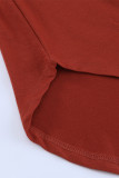 Color Block Long Sleeves Burgundy Pullover Top