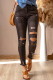 Black High Rise Distressed Skinny Jeans