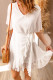 White Swiss Dot Ruffle Hem Short Dress