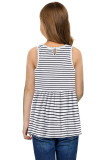Striped Lace Splicing Sleeveless Girls Top