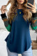 Color Block Long Sleeves Navy Pullover Top
