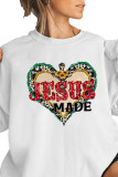 Cowhide Heart Jesus Made Print Pullover Longsleeve Sweatshirt Unishe Wholesale