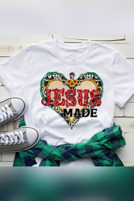 Jesus Made Heart Cowhide Short Sleeve T shirts Top UNISHE Wholesale